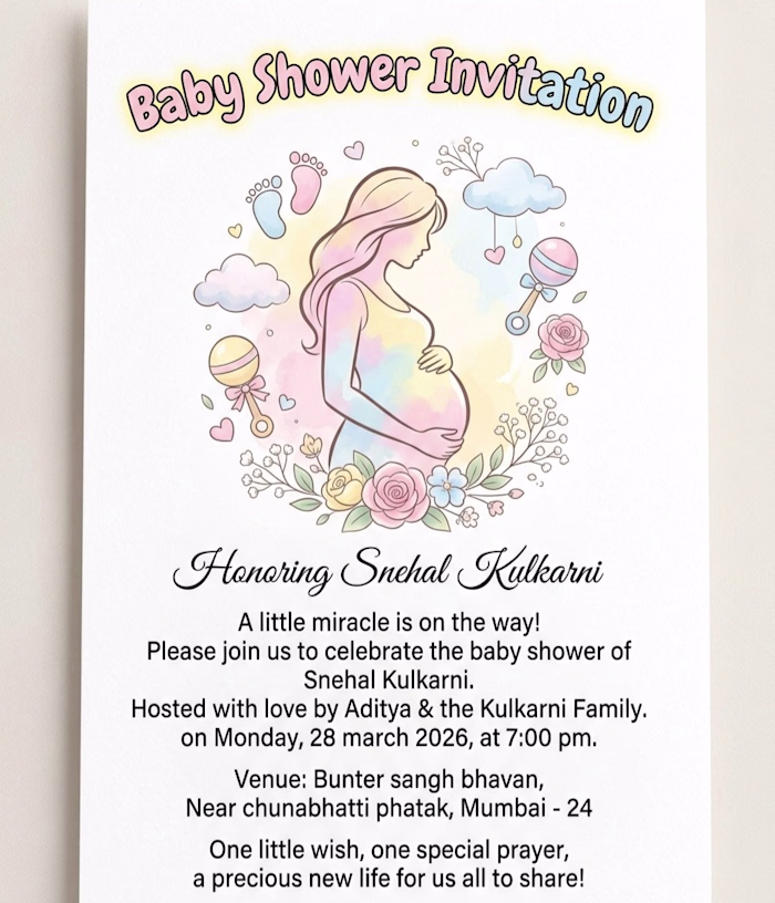 Customized baby shower invitation card
No