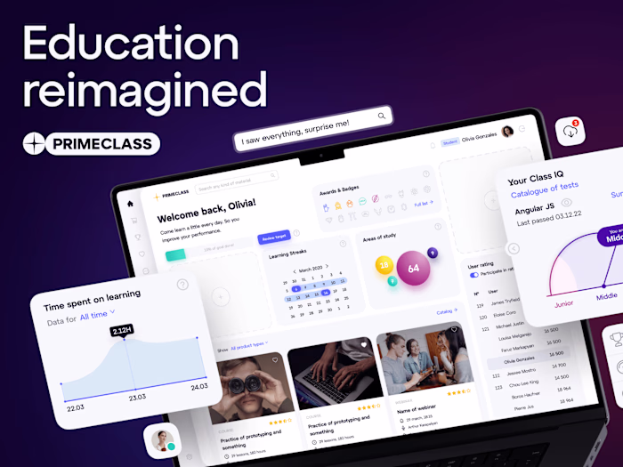 Brand Identity + UI/UX for EdTech startup Primeclass ✦