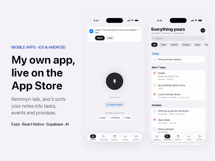 Remmyn: an iOS app that turns voice notes into tasks