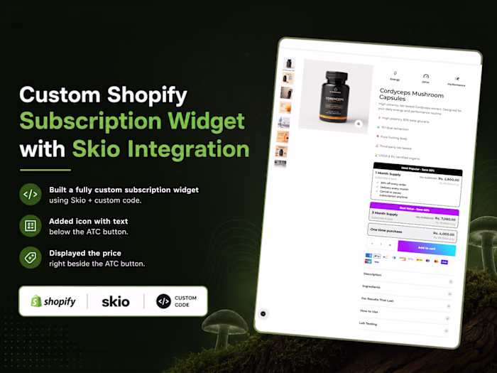 Custom Shopify Subscription Widget with Skio Integration
