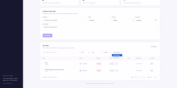 Angular 20 frontend for my