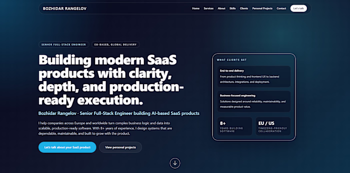 Bozhidar Rangelov — Senior Full-Stack Engineer Portfolio