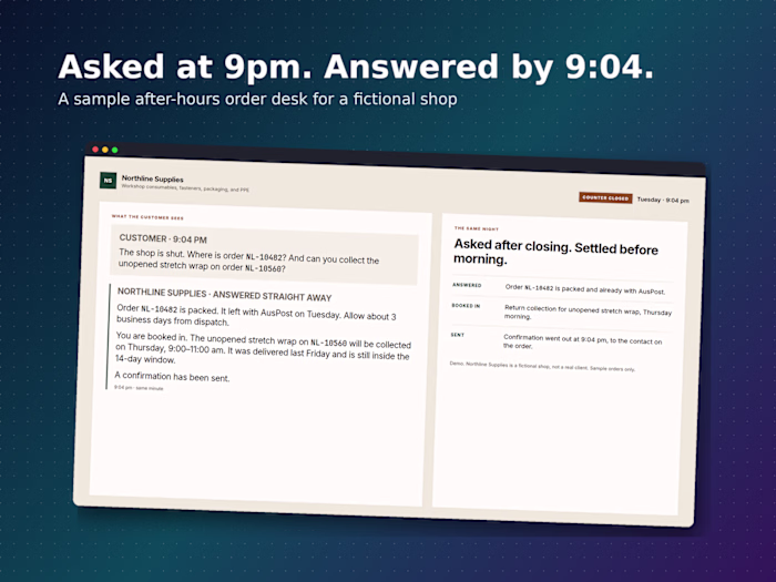 Northline Supplies: after-hours customer desk