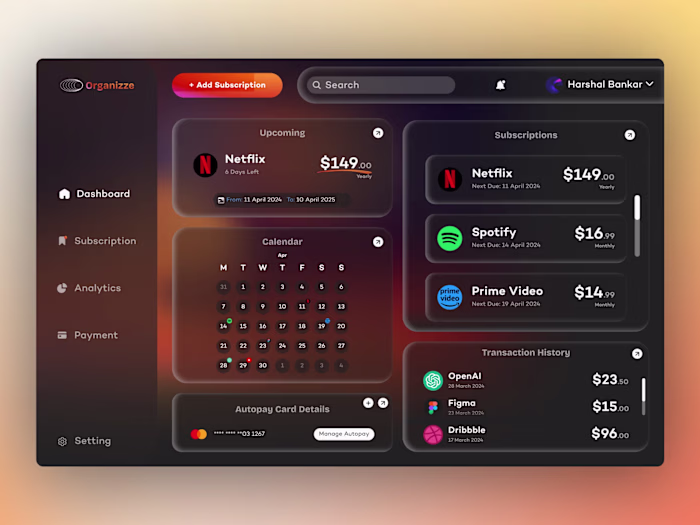 Subscription Management SAAS Design