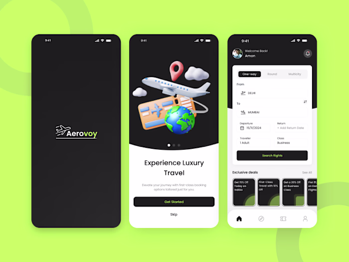 Aerovoy - Luxury Travel Booking App Design