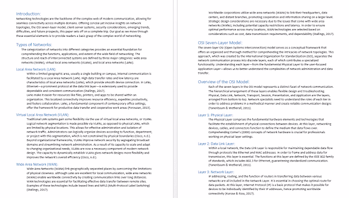 Networking Technologies Report