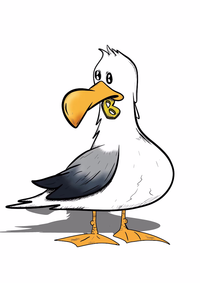 Seagull with 'B' chip in its mouth
