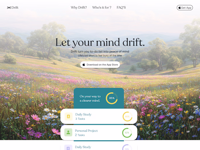 Drift app Landing Page Design