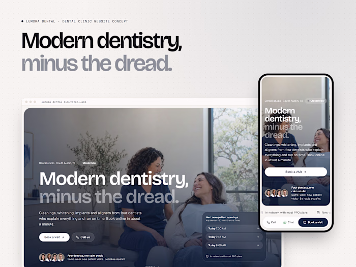 Lumora Dental: Next.js clinic site with online booking