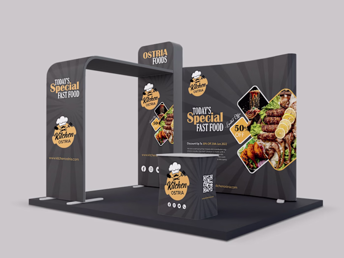 I will design an impressive trade show booth backdrop banner des