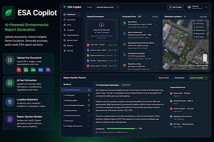 ESA Copilot: AI Report Generation for Environmental Engineering