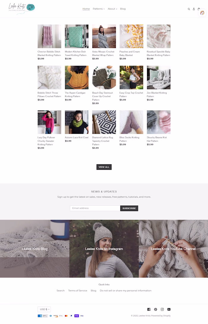 Shopify Store Design for Leelee Knits