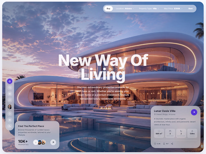 Luxury Real Estate Hero Concept ✨ Built this futuristic real...