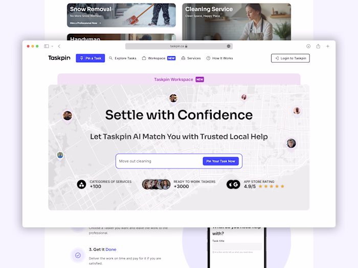 Product Design: Taskpin New Landing, Onboarding, and Explore