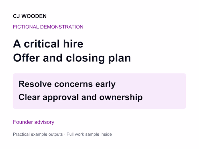 Critical Hire Offer and Closing Plan Demo