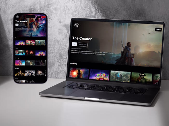 Movie Mania; Landing page of a Netflix inspired website.