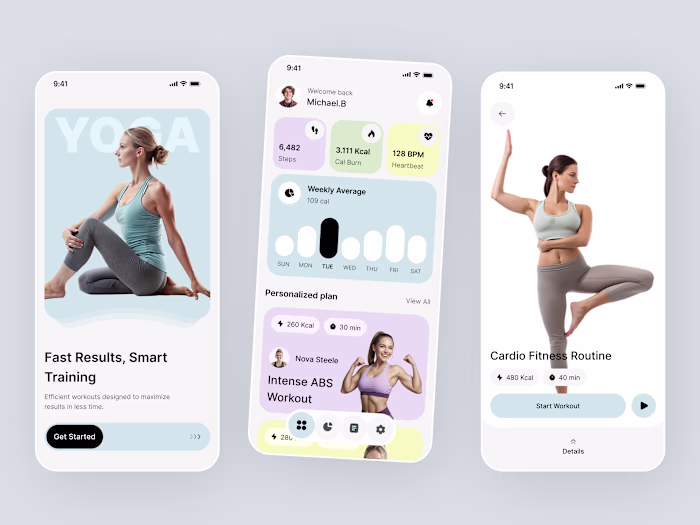 Minimal Fitness & Yoga App UI Design