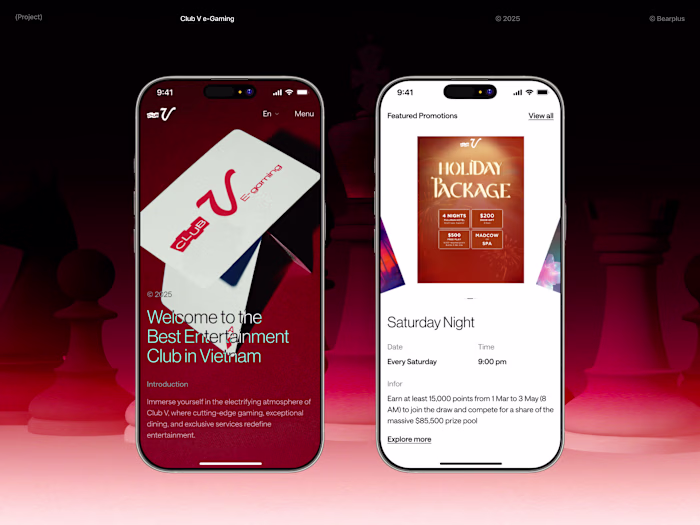 ClubV - Mobile screens
On mobile,