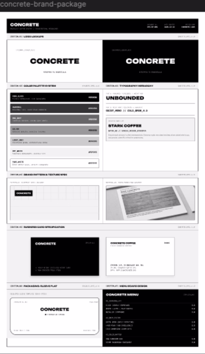 Brand Identity Design Concept - Brutalist Coffee Shop "CONCR...