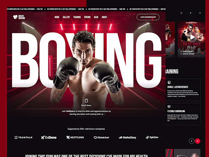 Boxer Ground - Boxing Camp Landing Page