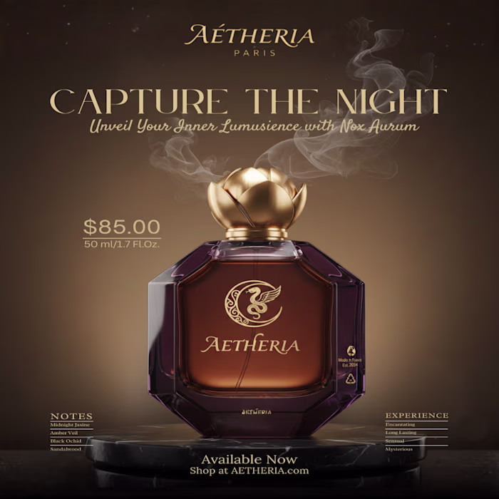 Excited to share this premium perfume ad I created for AETHE...