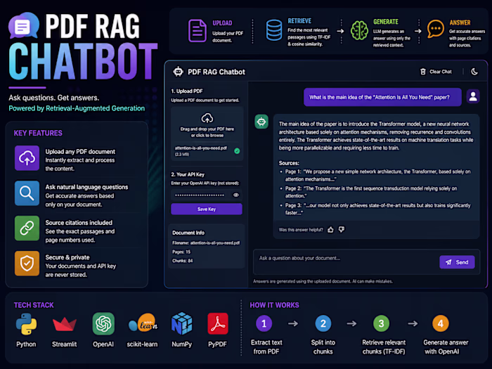AI-powered PDF question-answering application that