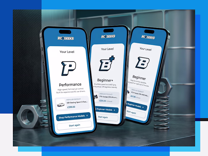 RC Geeks: Level Finder Quiz UX for E-Commerce