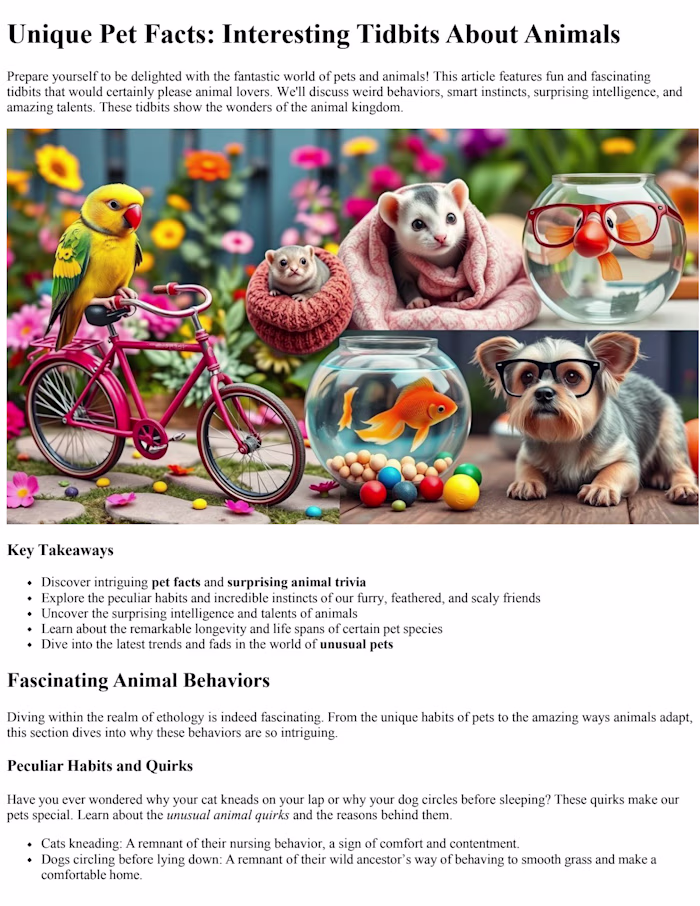 Unique and Interesting Facts about Pets.