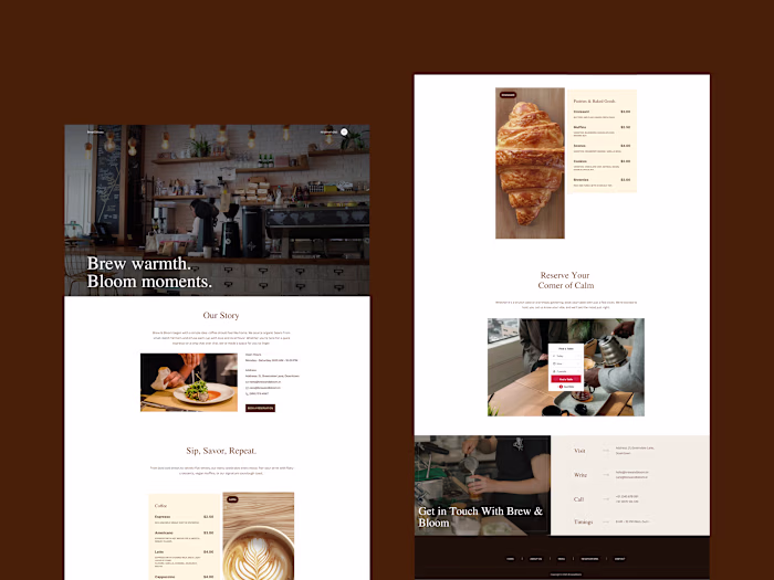 Brew & Bloom Café Website Design