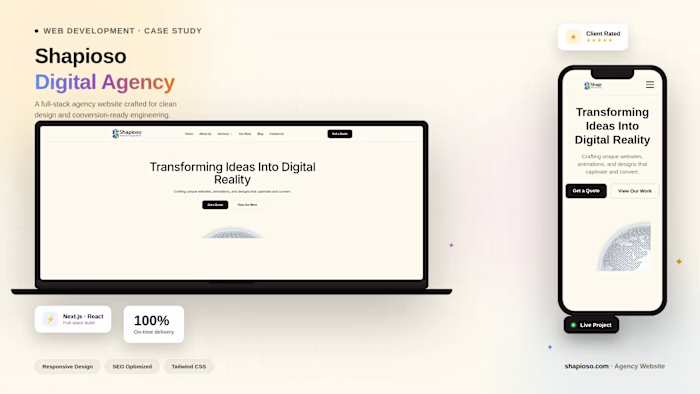 Shapioso Digital Agency Website