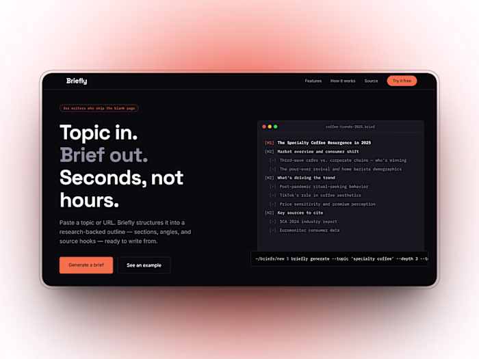 Briefly — AI Content Brief Generator (React + Express + Groq)