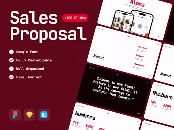 Alona: Sales Proposal Presentation Template for Figma