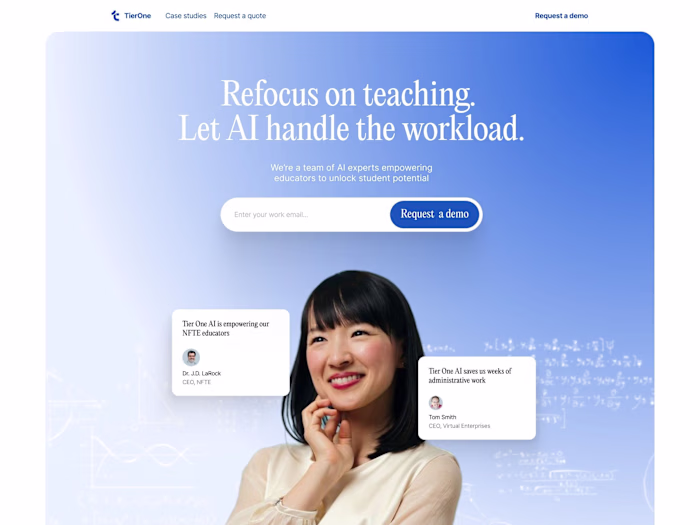 Colour redesign of TierOneAiLaps landing page 