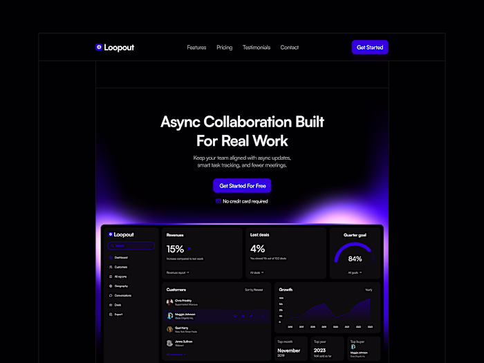 Loopout Dark-Mode SaaS Landing Page Design