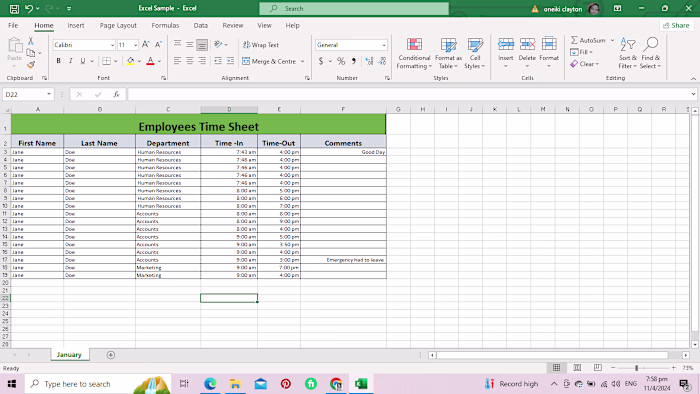 Data Entry Samples 