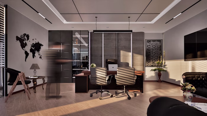 Executive Office Design.
1. A-warm Finishes.
2.