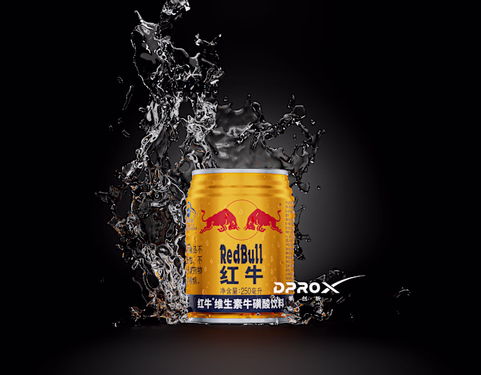 3D rendering of energy drink Red Bull