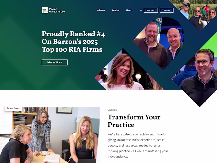 Private Advisor Group Website Overhaul