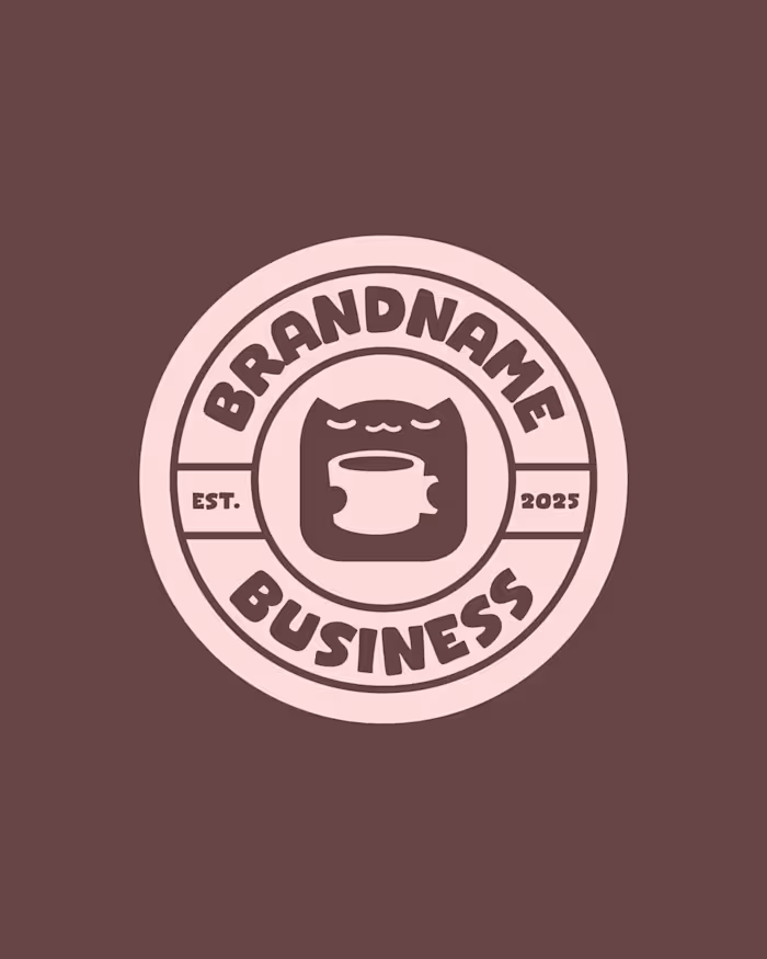 Cat Coffee Cup Logo design for sale crafted by Anhdodes Publ...