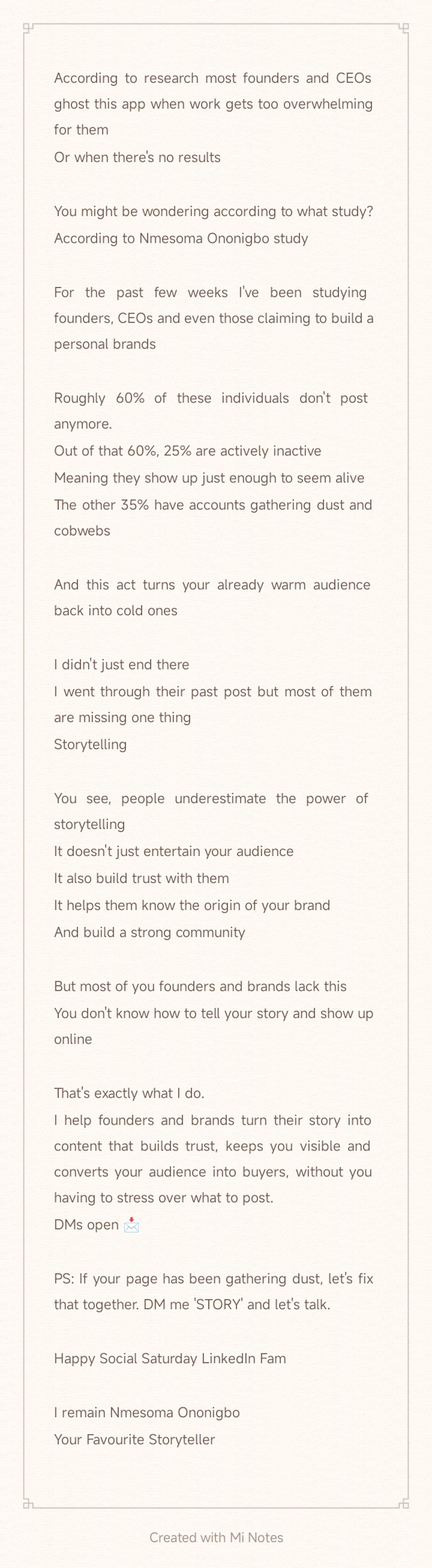 The storytelling gap 
An original