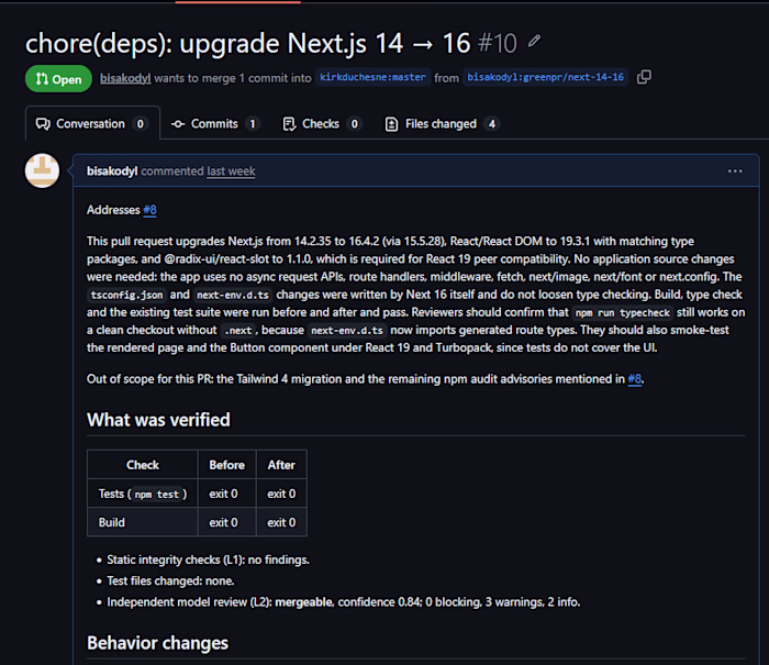Next.js 14 → 16 upgrade