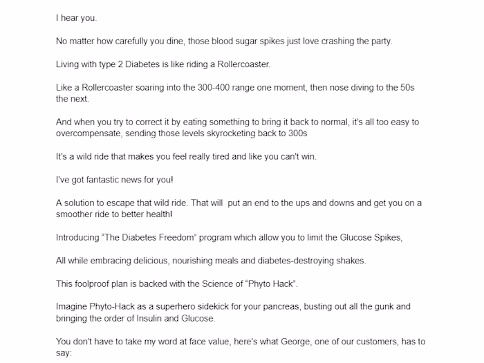 Warm Up email for Diabetes Freedom Program