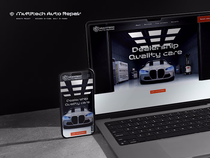 Multitech Auto Repair: website in Figma & Framer