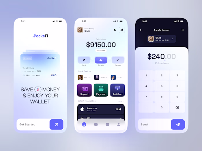 PockeFi — Fintech Wallet App UI Design | Mobile Banking UX