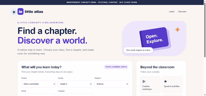 Responsive learning page — educational HTML/CSS/JS demo