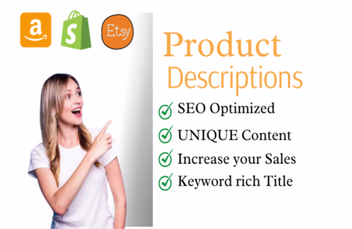 Shopify, Etsy product and listing descriptions with incredible 