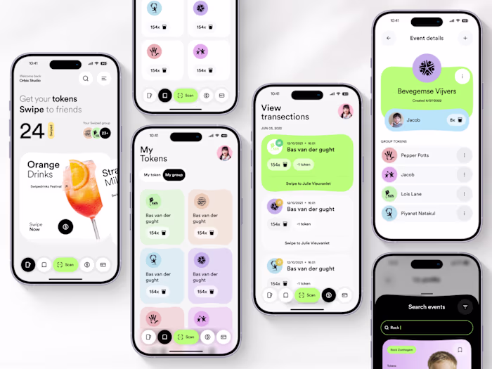 SwipeDrinks - Cashless Token & Event Social App Design