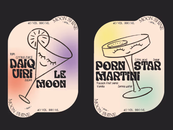 Coctails Package "I am drunk with delight" Moon Shine on Behance