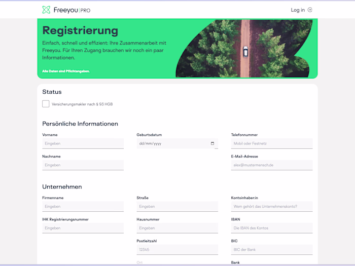 Broker portal for German Insurance Company - Freeyou