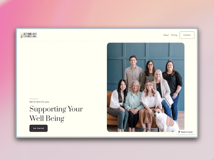 Restoring Light Counseling | Framer Website